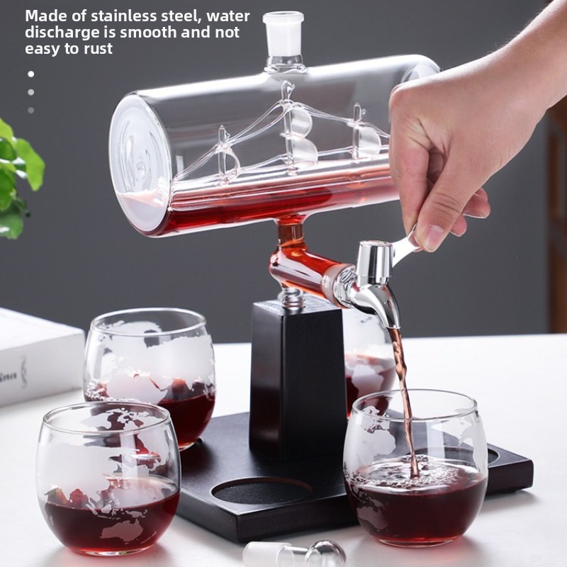 Decanter Aerator Set - Decantador de vinho de vidro temperado,